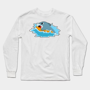 Dolphin at Surfing with Surfboard Long Sleeve T-Shirt